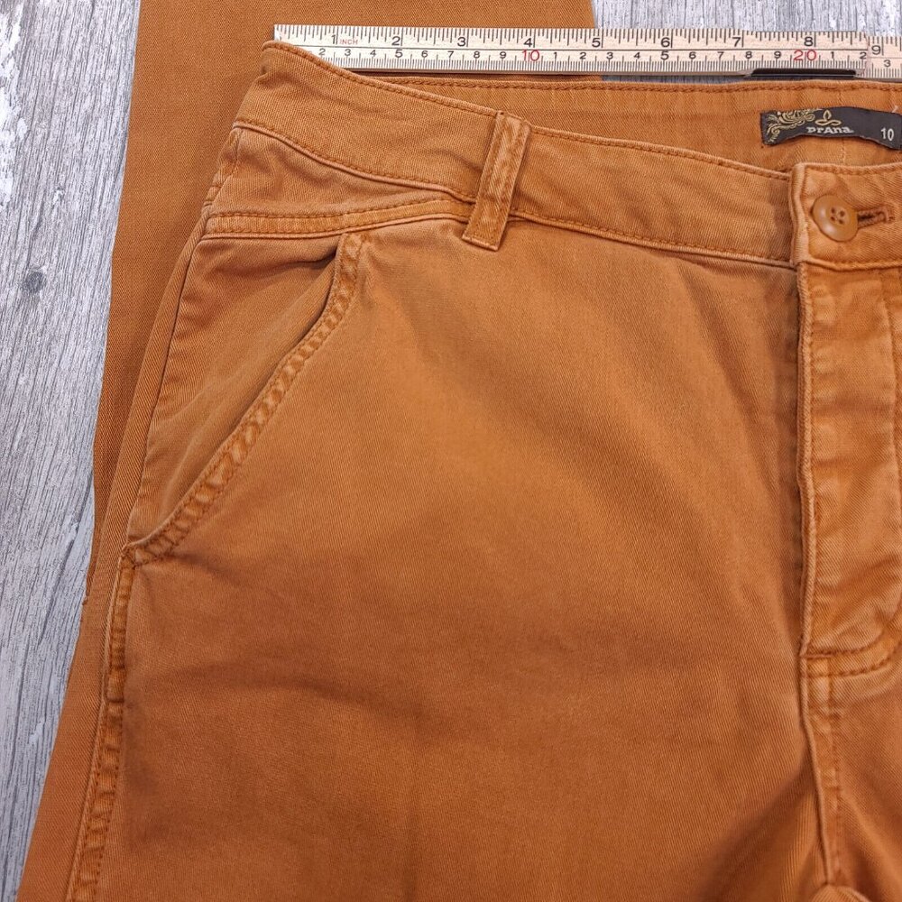 Prana Womens Janessa Chino Pants Size 10 Brown Button Fly Tapered Leg Stretch - Picture 5 of 12
